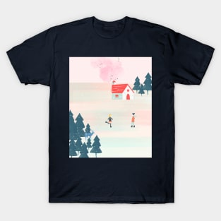 Winter house and deer T-Shirt